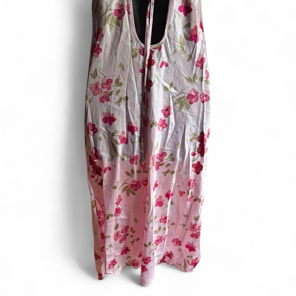 Y2K vintage silky satiny slip dress - floral pink - Picture 6 of 8